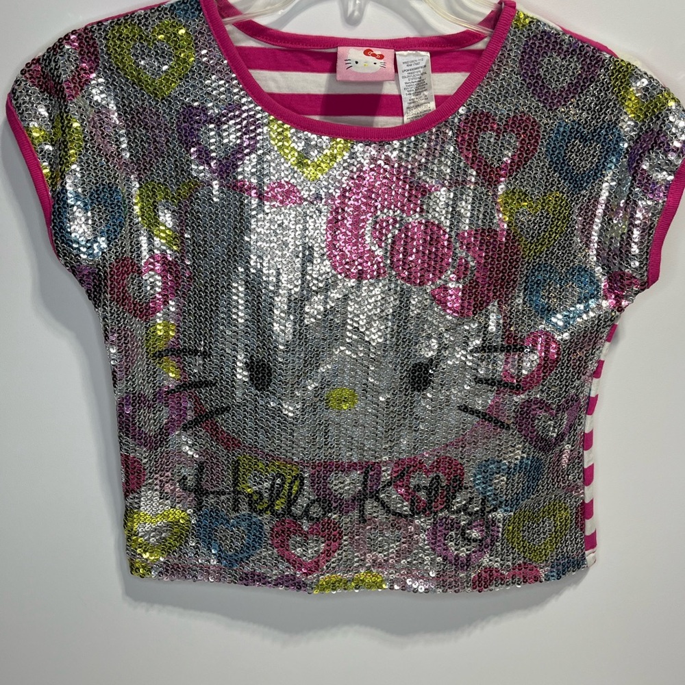 Hello Kitty Silver Sequin Crop Top Girls Size 10-12